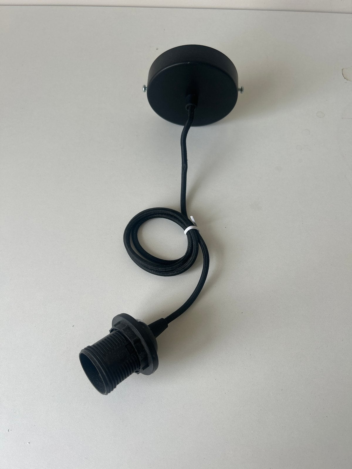 Zwarte E27 Pendel Lampfitting met Plafondkap, Ophalen of Verzenden, Nieuw, Kunststof