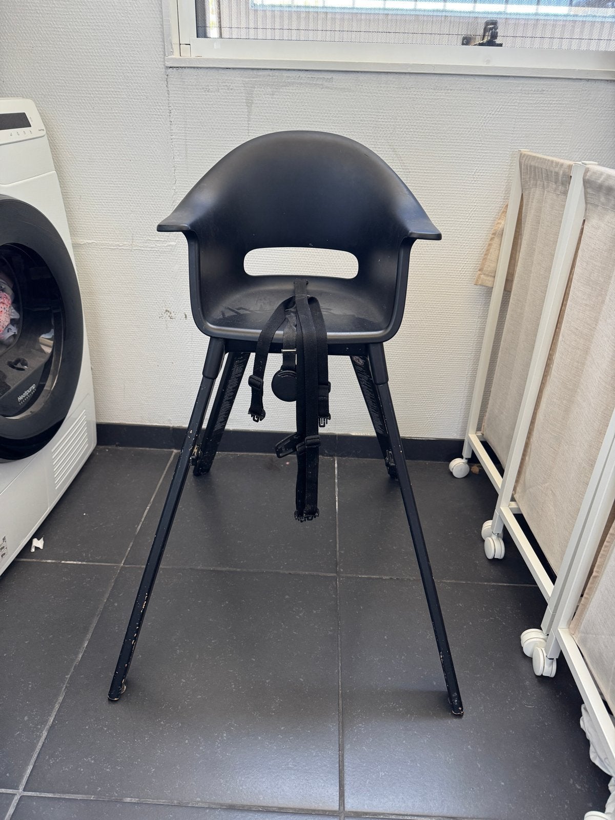 Stokke - Zwarte kinderstoel, Ophalen, Gebruikt, Overige typen, Gordel(s)