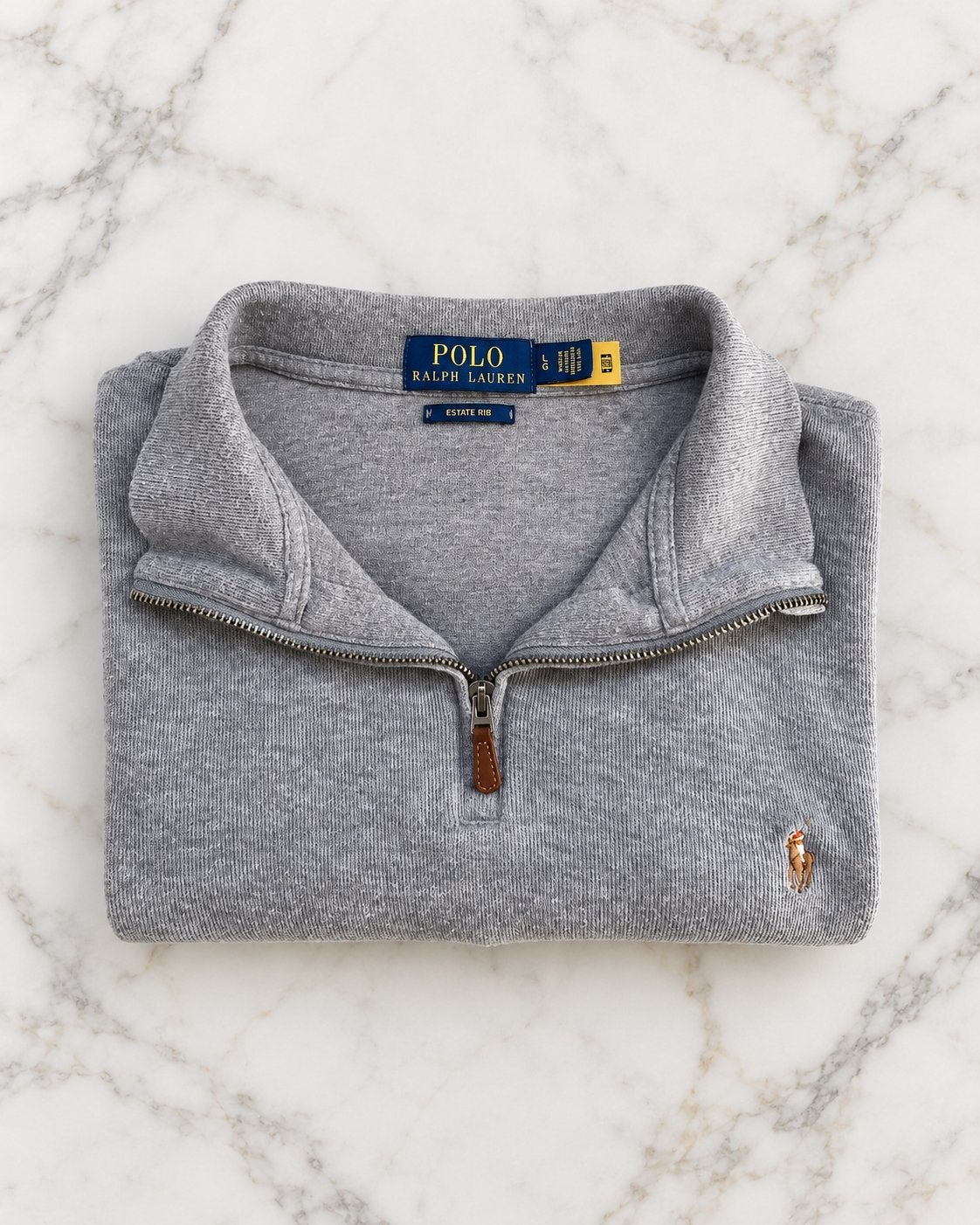 Polo Ralph Lauren Half Zip Trui Heren Grijs Maat L, Ophalen of Verzenden, Zo goed als nieuw, Maat 52/54 (L), Grijs