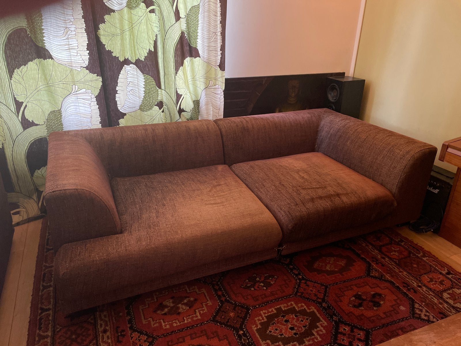 GRATIS Bruine bank (twee delen) - Alexandrium, Ophalen, Gebruikt, 100 tot 125 cm, Driepersoons