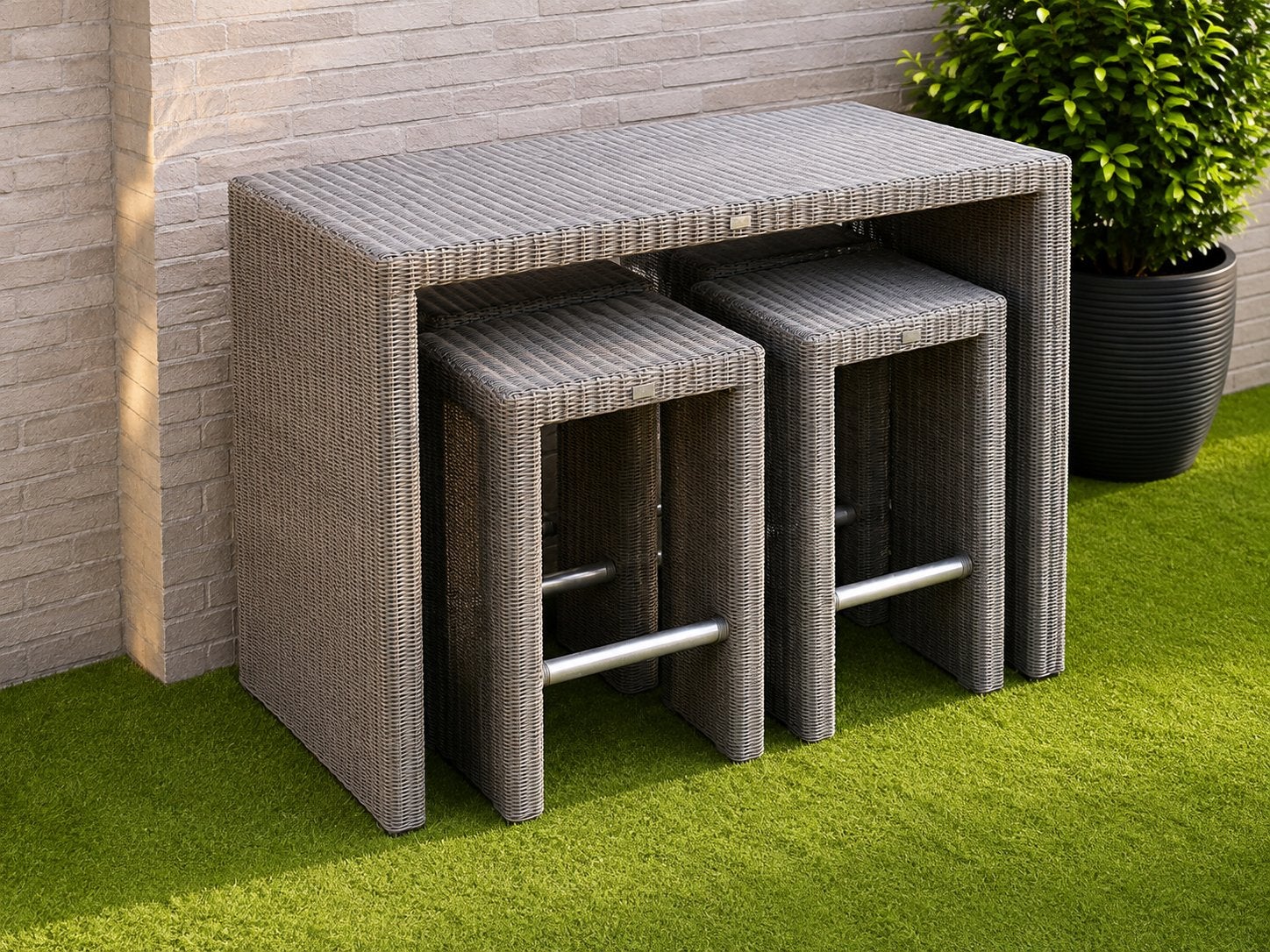 Prachtige barset met 4 barkrukken, Ophalen, Zo goed als nieuw, Rechthoekig, Wicker