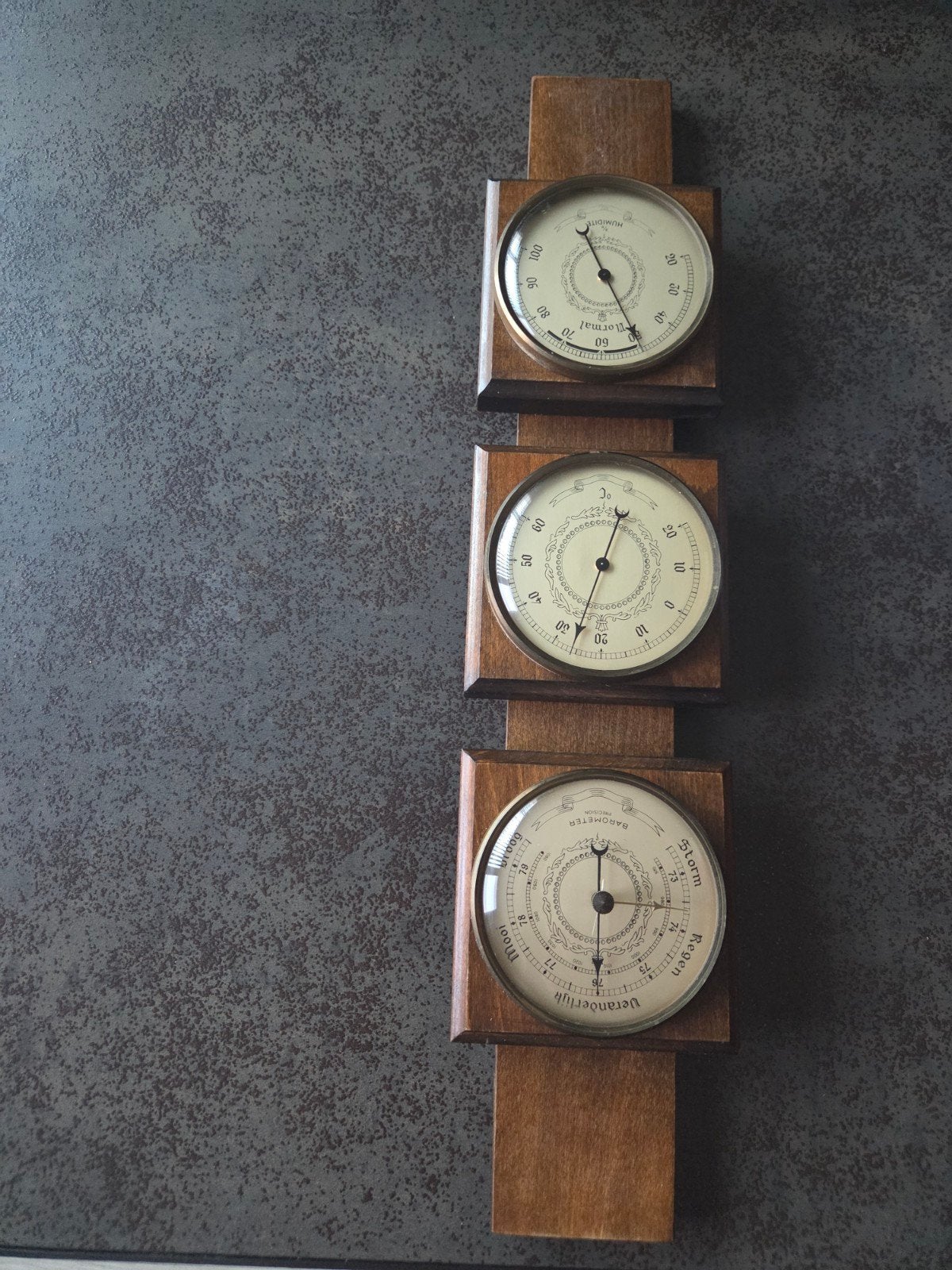 Vintage Weerstation met Barometer, Thermometer, Hygrometer, Ophalen of Verzenden, Gebruikt, Weerstation
