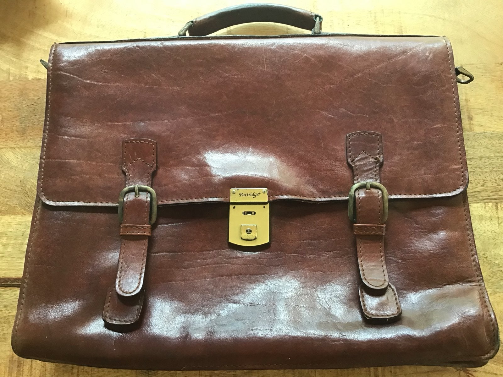 Leren Aktetas Merk Partridge - Vintage Stijl, Ophalen, 40 tot 60 cm, Gebruikt, Bruin