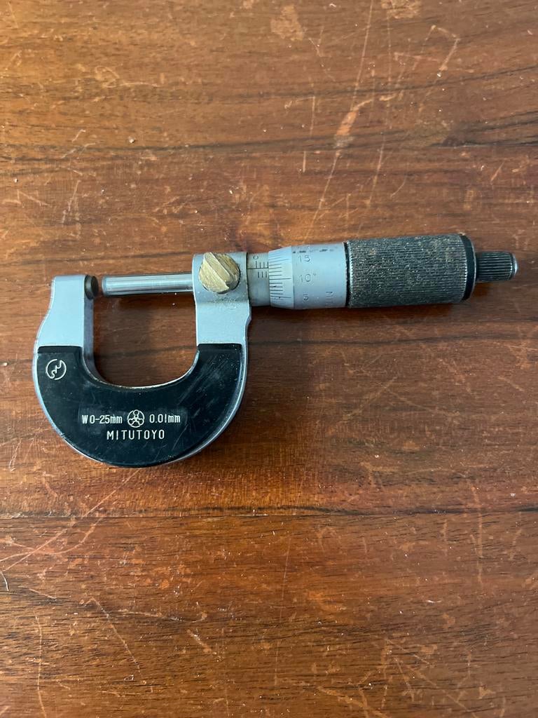 Mitutoyo Micrometer 0-25mm 0.01mm - Precisie Meetinstrument, Ophalen, Zo goed als nieuw