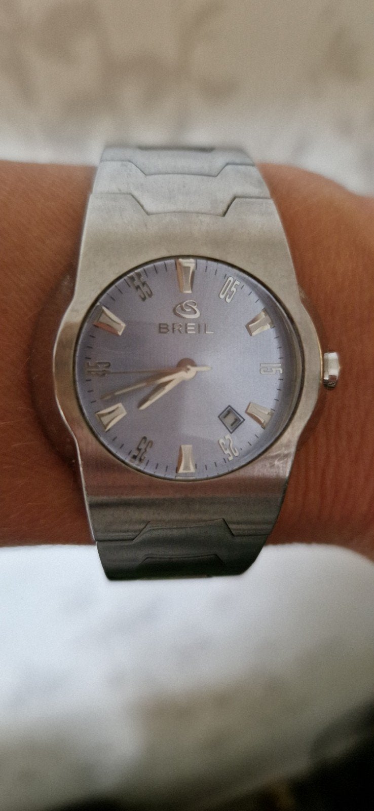 Breil dameshorloge met lichtblauwe wijzerplaat, Sieraden, Tassen en Uiterlijk, Horloges | Dames, Staal, Staal, Ophalen of Verzenden