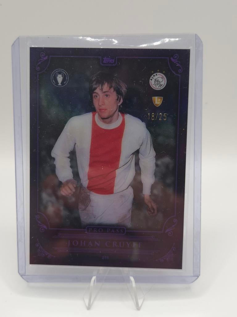 Johan Cruyff Topps Pro Pass- Ajax-  Zeldzame Kaart (18/25), Ophalen of Verzenden, Zo goed als nieuw, Ajax, Spelerskaart