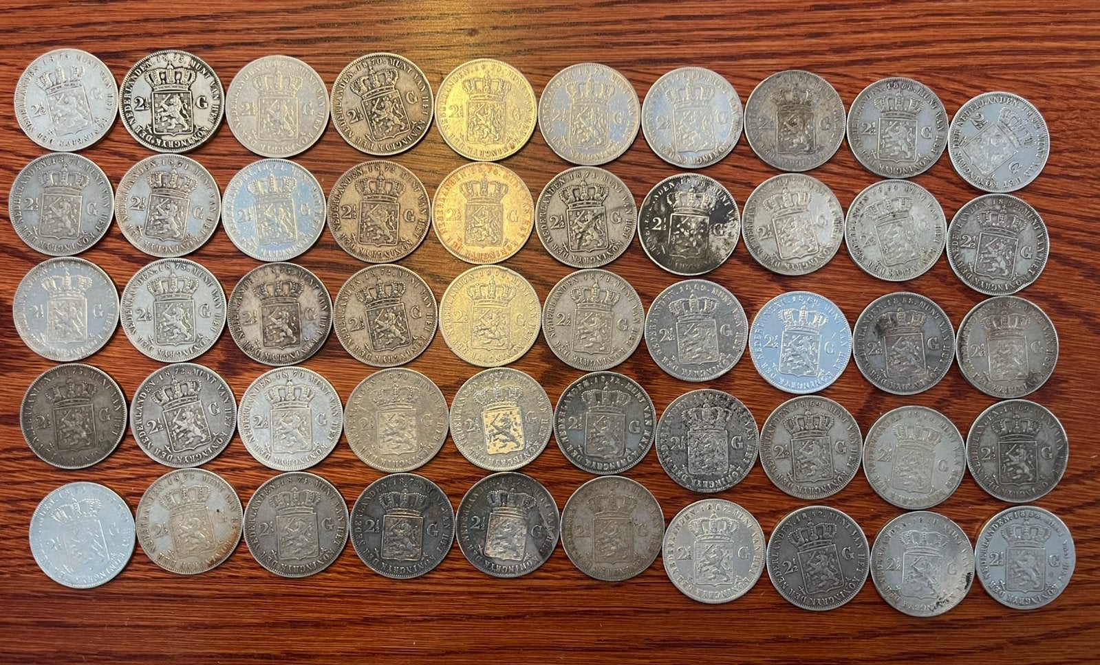 50 Willem III rijksdaalders, Ophalen of Verzenden, Koning Willem III, 2½ gulden, Zilver