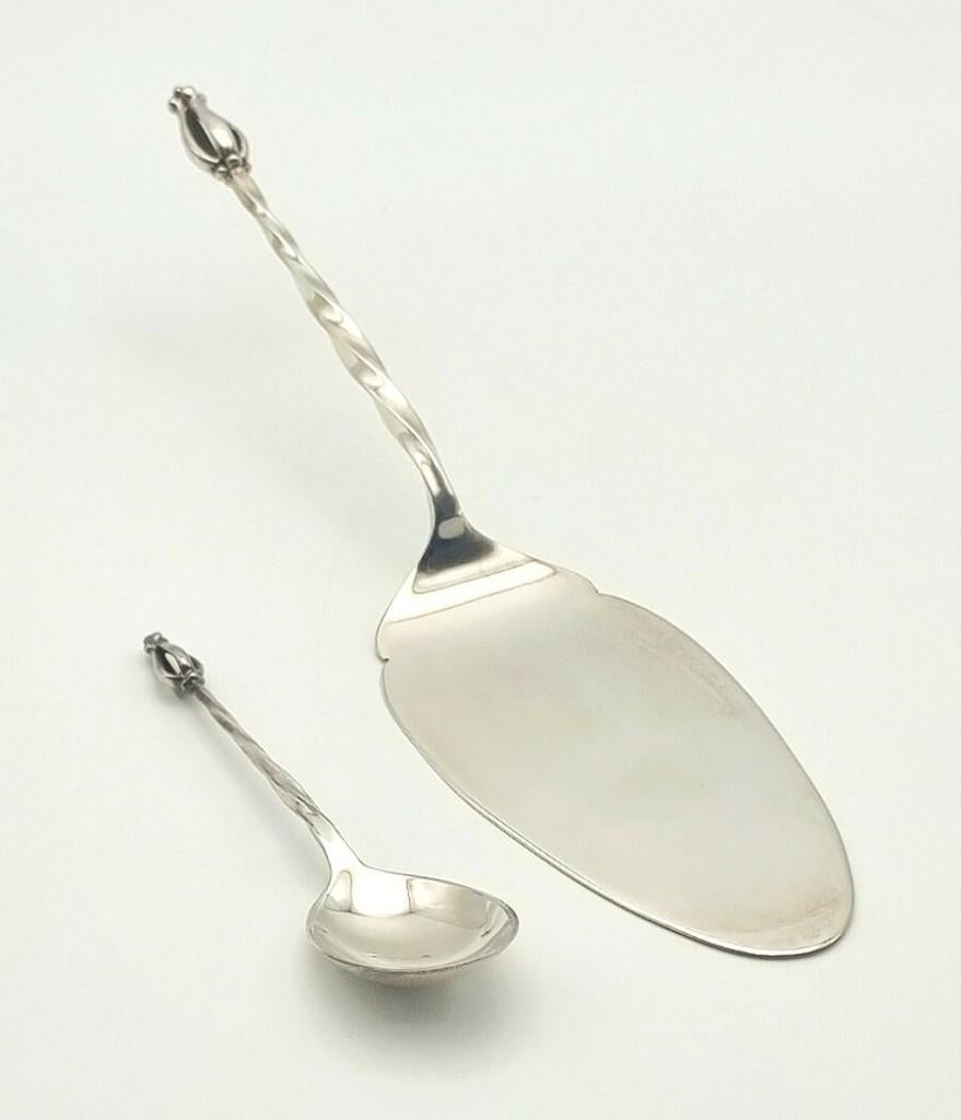 1042. Zilveren taart -en suikerschep, Van Kempen & Begeer, Antiek en Kunst, Antiek | Goud en Zilver, Ophalen of Verzenden, Zilver