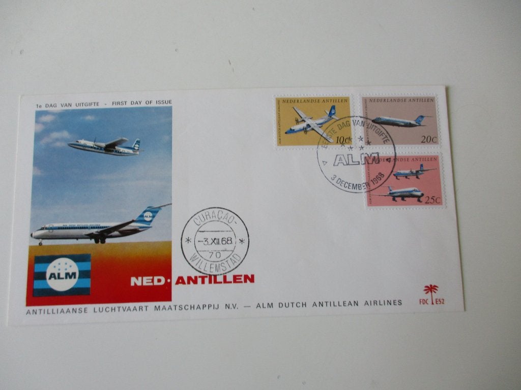 FDC Nederlandse Antillen ALM Vliegtuigen 1968, Verzenden, Gestempeld, Vliegtuigen