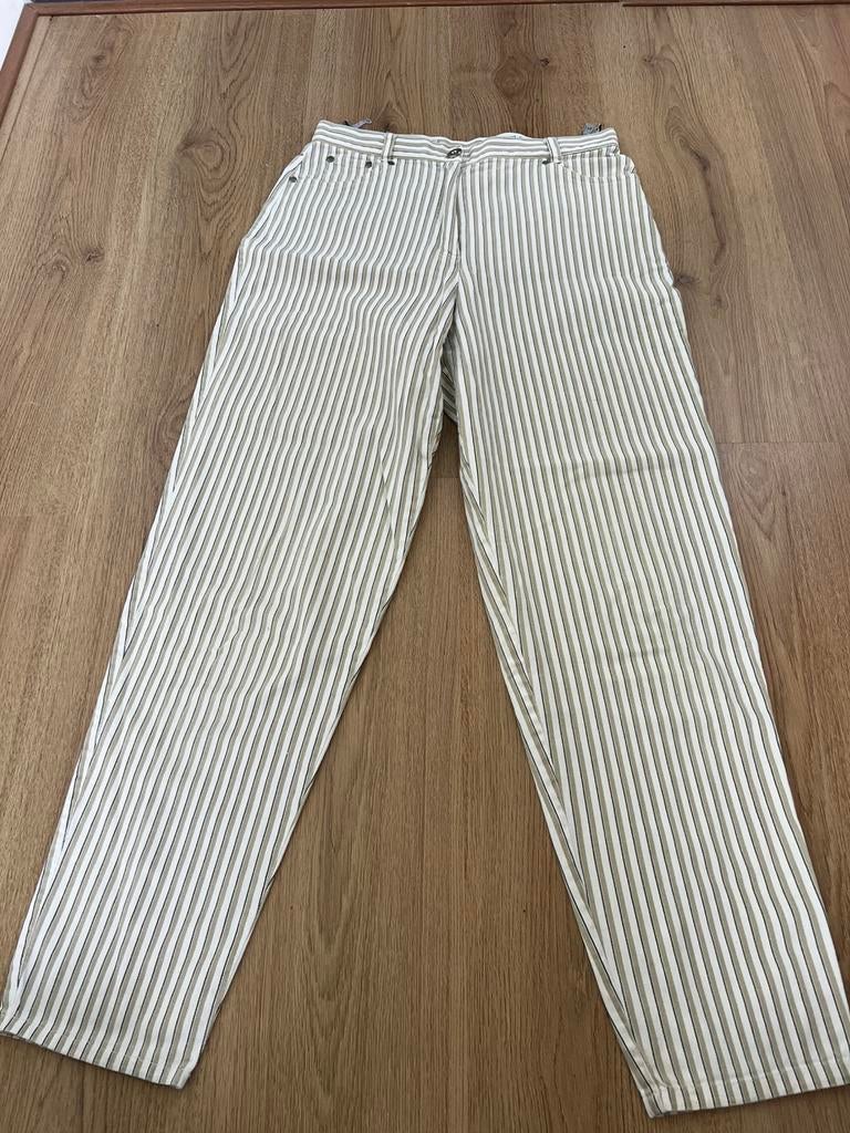 La strada beige wit gestreepte jeans broek vintage 42, Beige, Maat 42/44 (L), Ophalen of Verzenden, Zo goed als nieuw