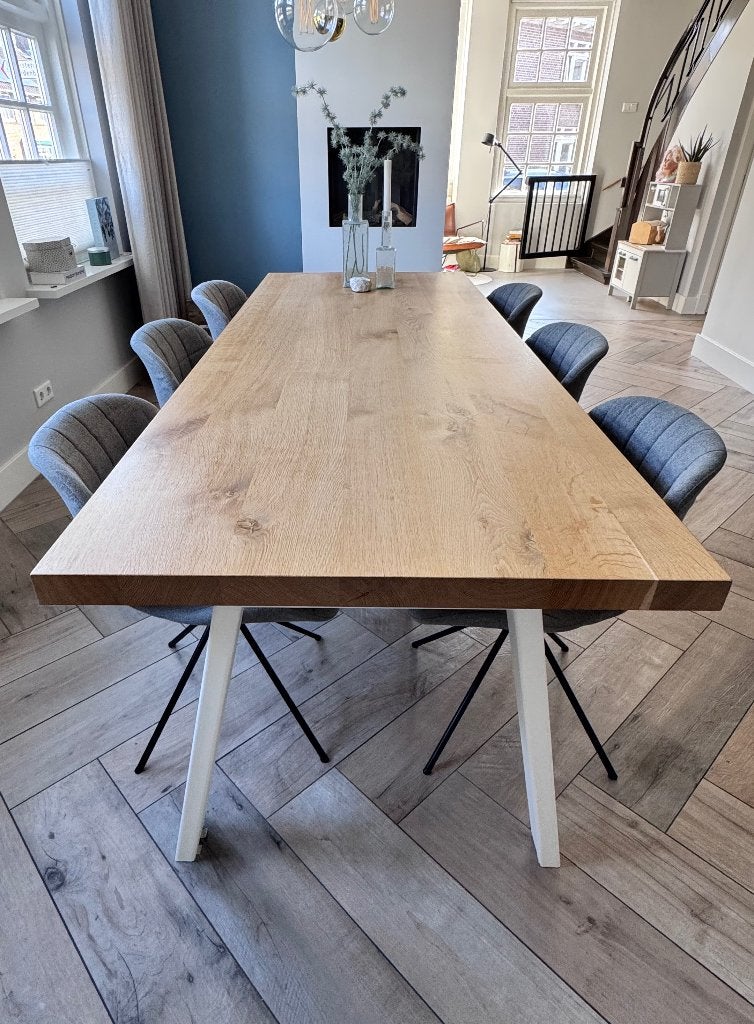 Eettafel van Lijn M - 240x90x76, Ophalen, Gebruikt, Eikenhout, 200 cm of meer