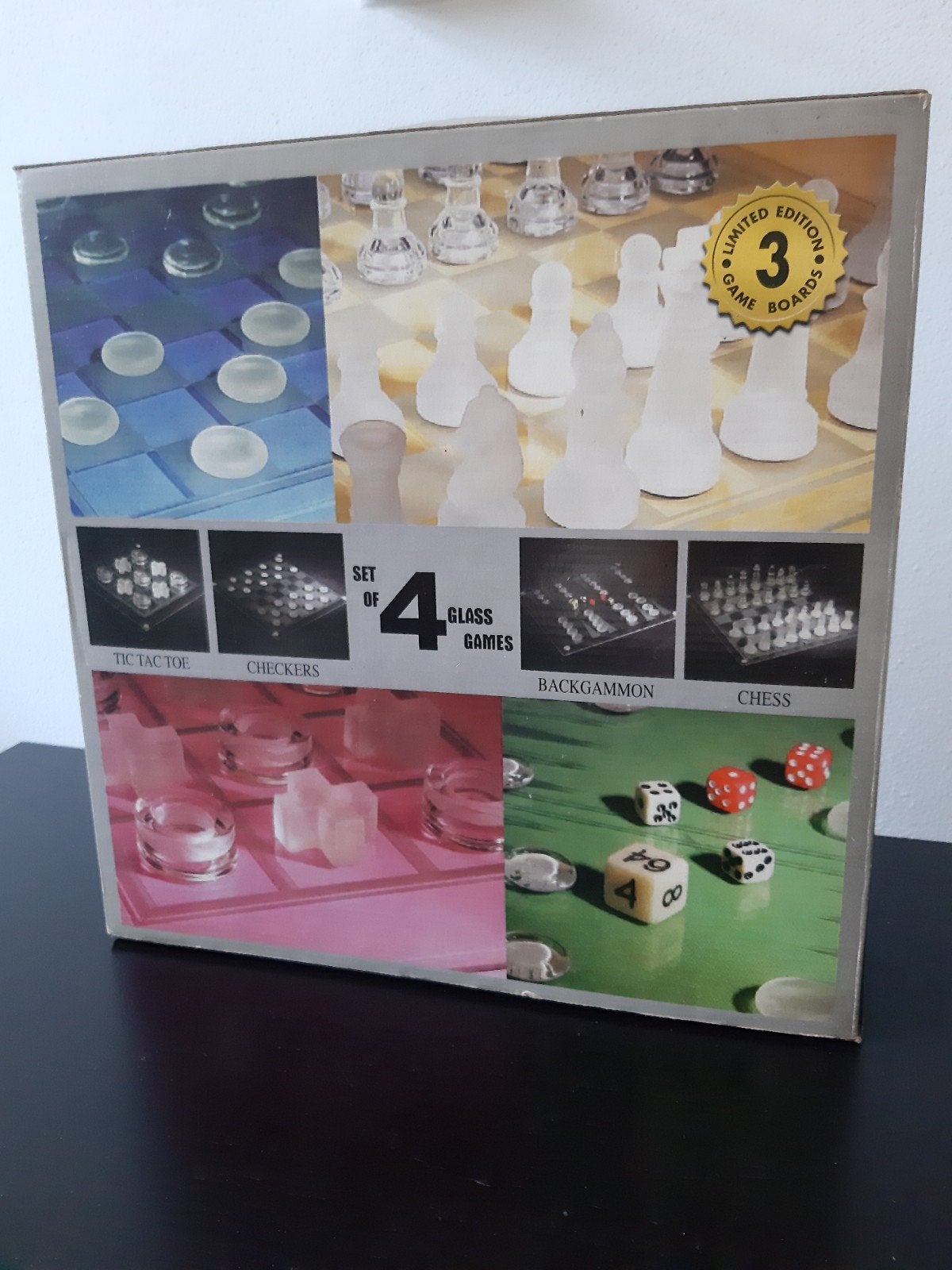 Glazen Set: Schaken, Dammen, Backgammon, Boter-kaas-e, Hobby en Vrije tijd, Gezelschapsspellen | Bordspellen, Een of twee spelers