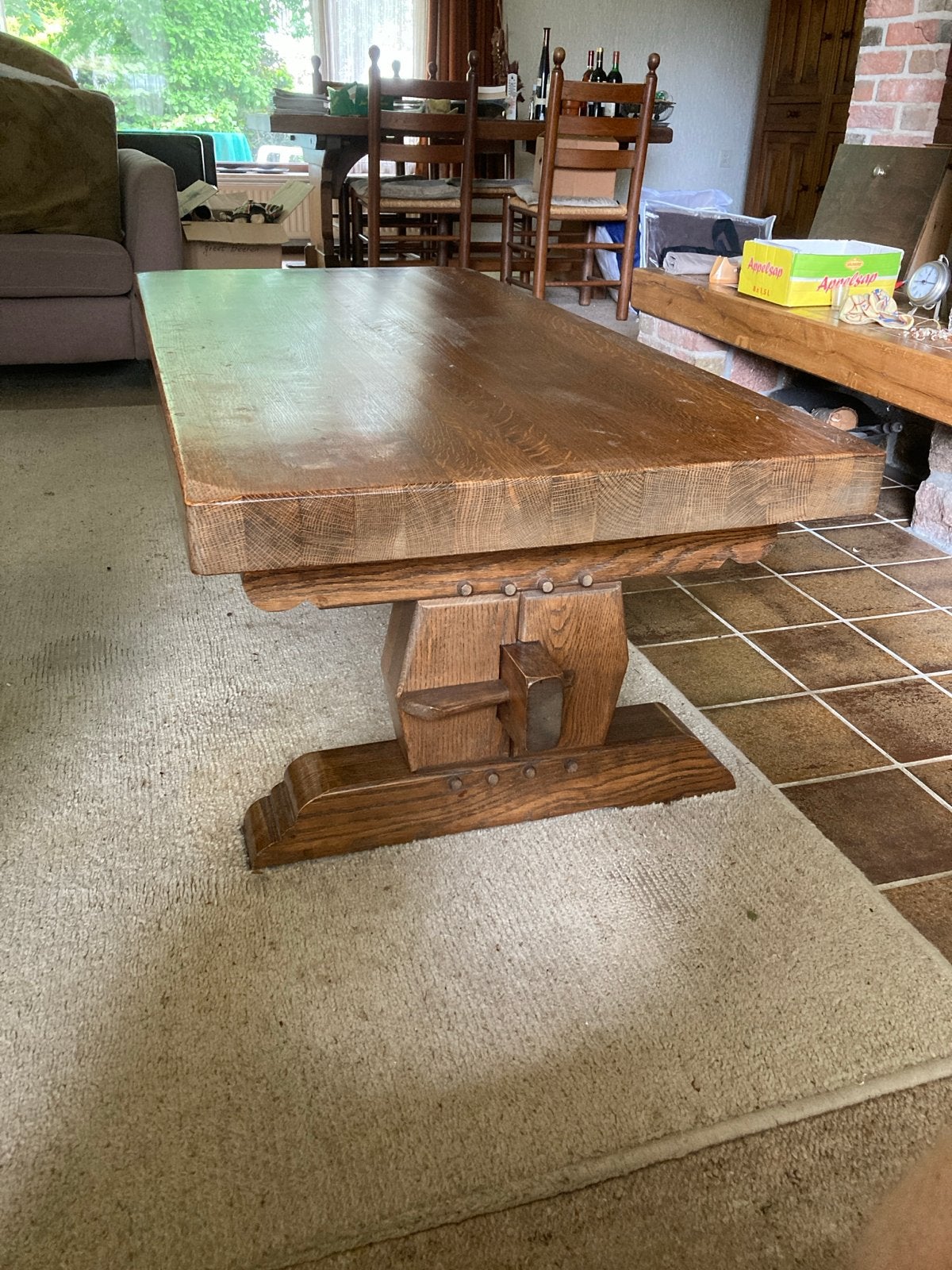 Eiken salontafel met dik eiken blad!, Ophalen of Verzenden