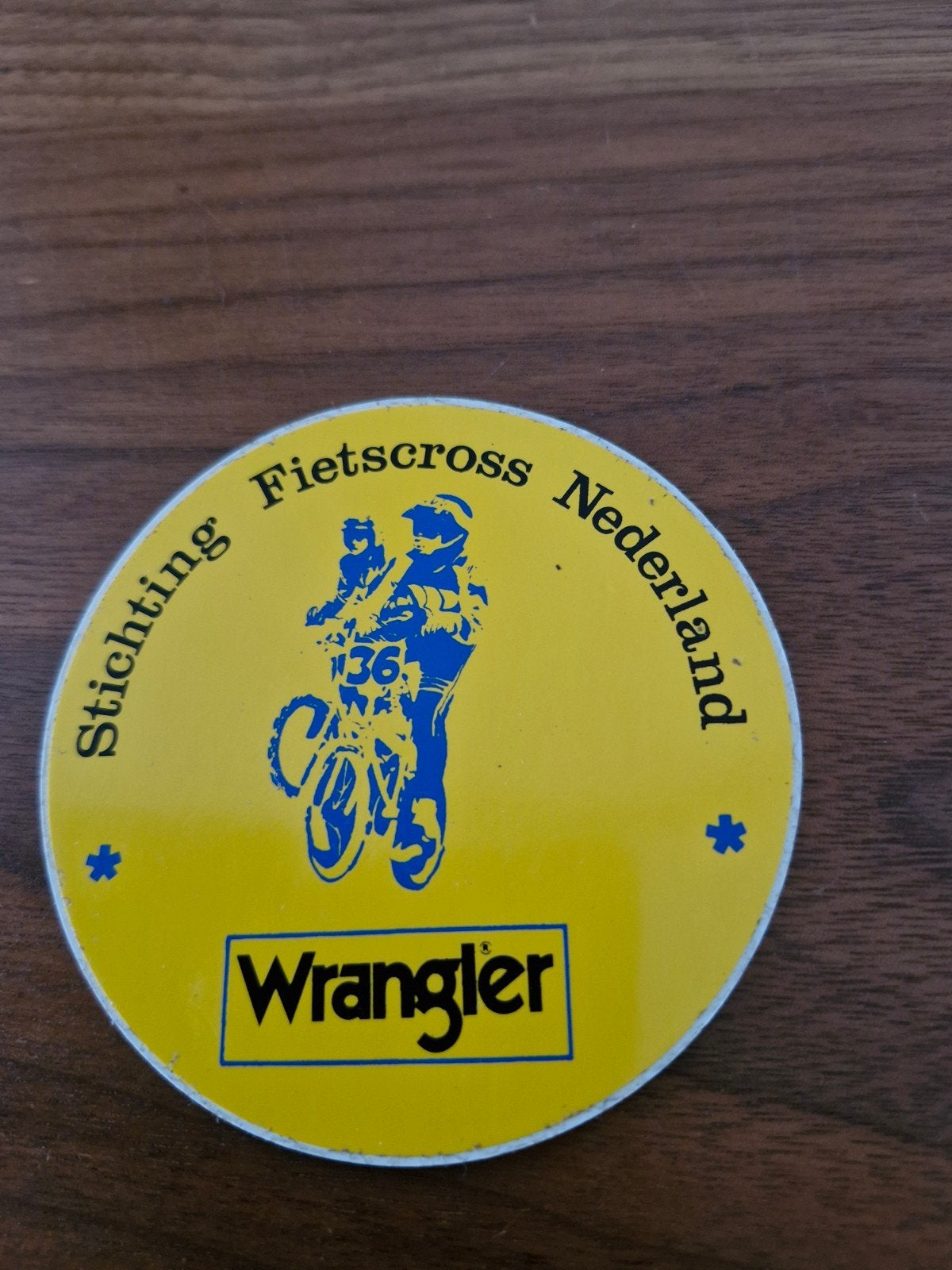 224 Vintage Stichting Fietscross Nederland Wrangler Sticker, Ophalen of Verzenden