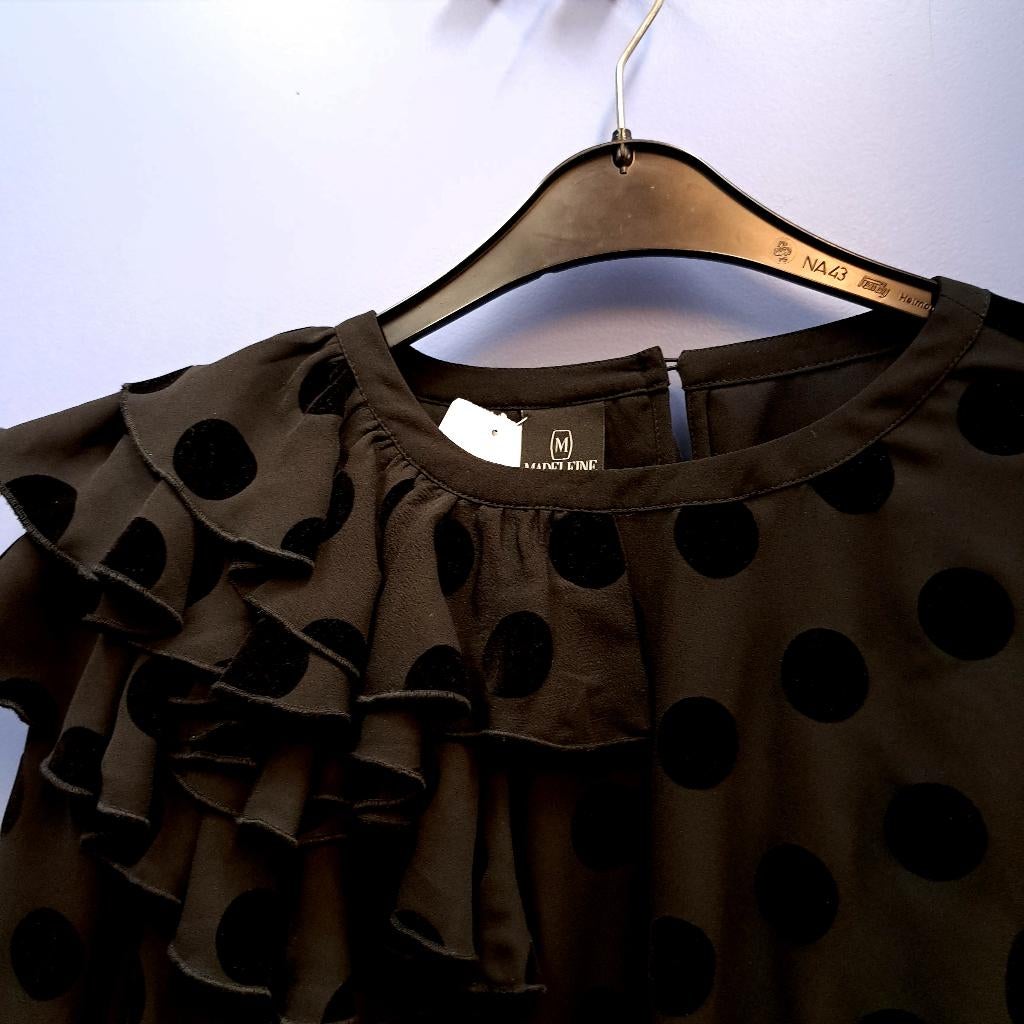 Madeleine blouse zwart + fluwelen polkadots mt 42 nr 40345, ., Zwart, Ophalen of Verzenden, Zo goed als nieuw