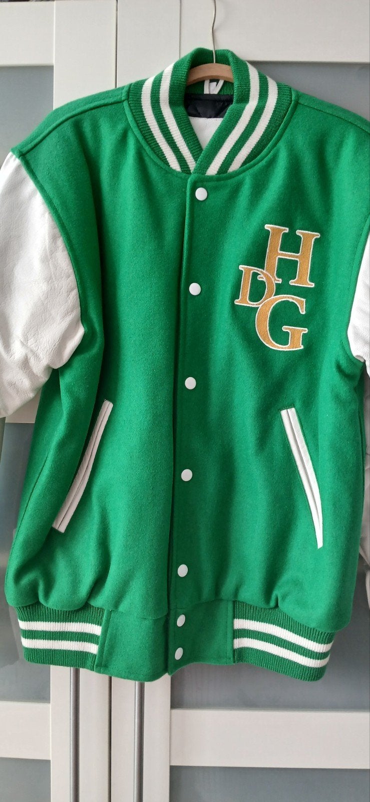 Vintage Hugo de Groot Rotterdam Varsity Jacket, Overige maten, Ophalen of Verzenden, Groen, Gedragen