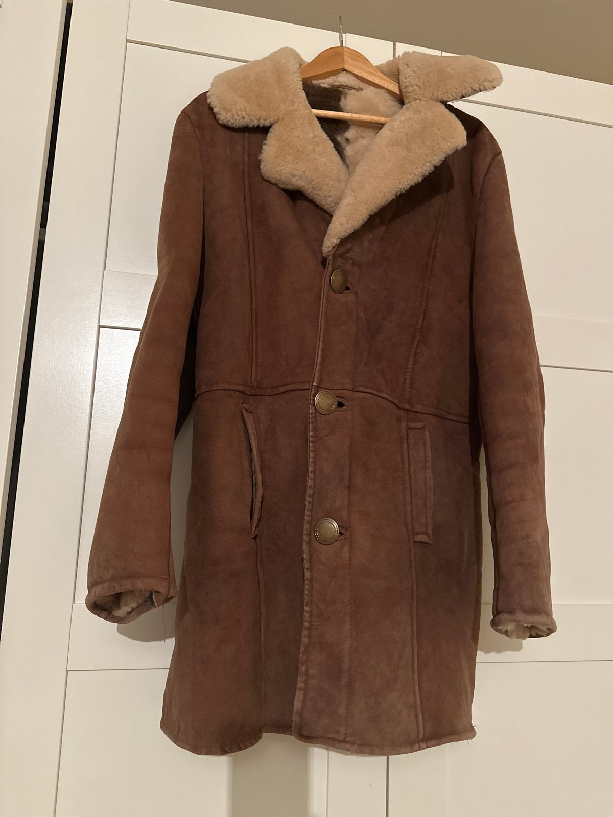 Vintage bruine lammy coat - Maat 48, Ophalen of Verzenden, Gedragen, Maat 48/50 (M), Bruin