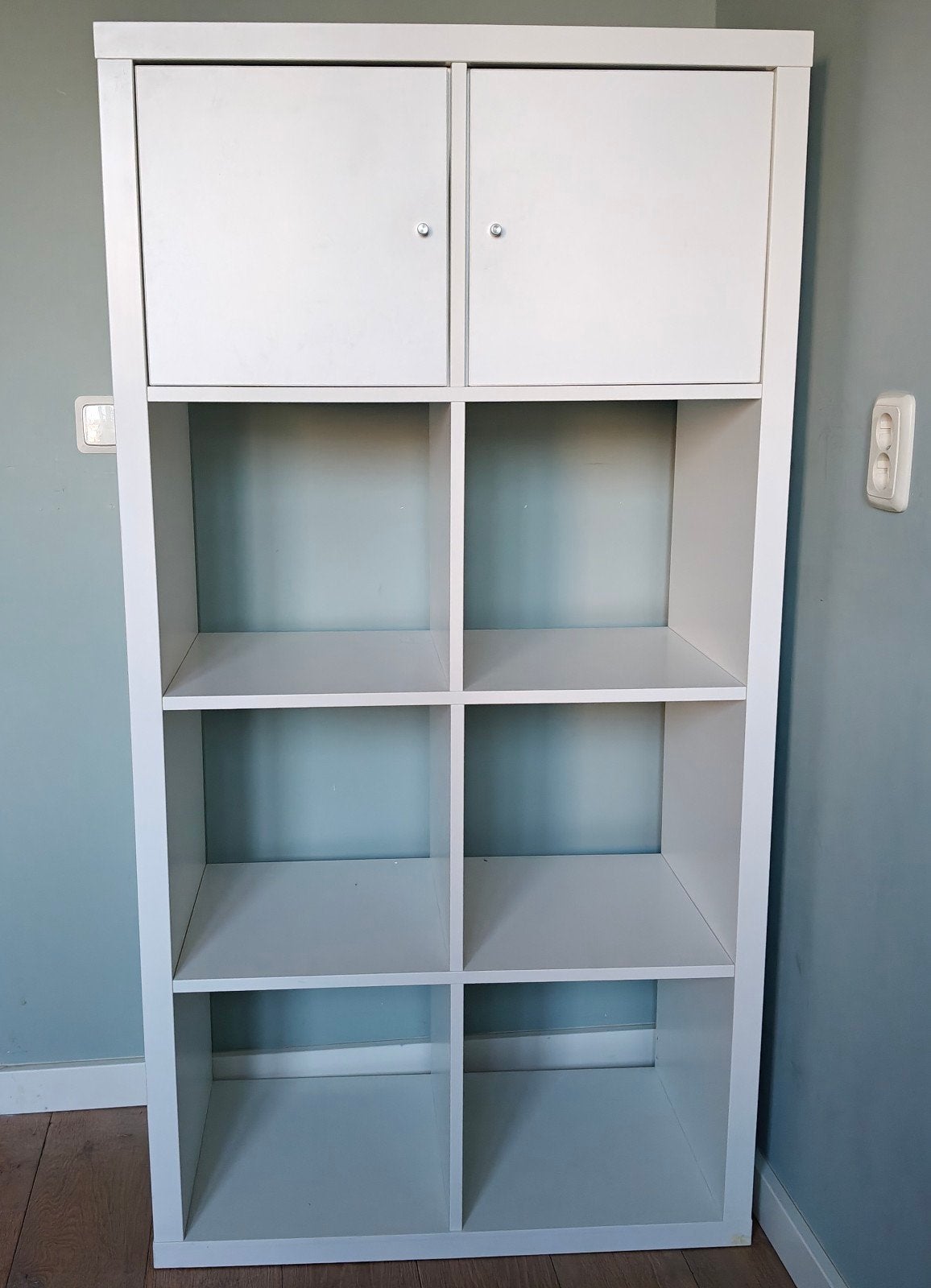 Ikea Kallax kast wit met 2 deuren 77x147 cm, Ophalen, Overige materialen, Met deur(en), 100 tot 150 cm