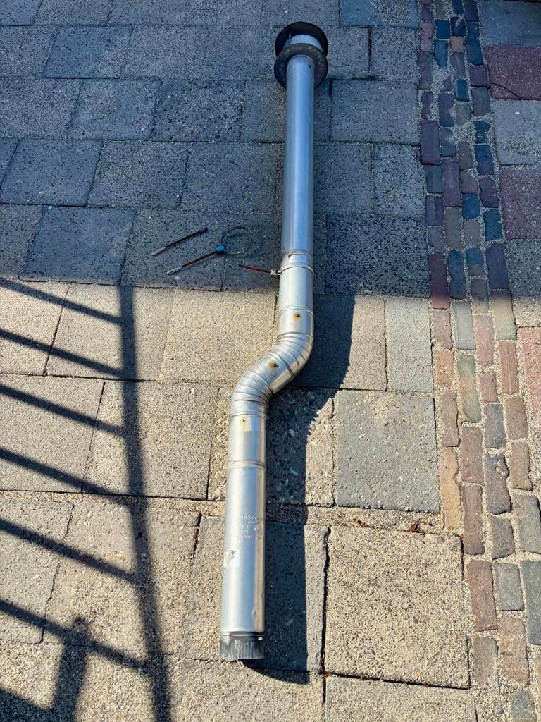Rookgasafvoer 90 mm inclusief Nelson kap - schoorsteen pijp, Ophalen, Gebruikt, Overige typen, Aluminium
