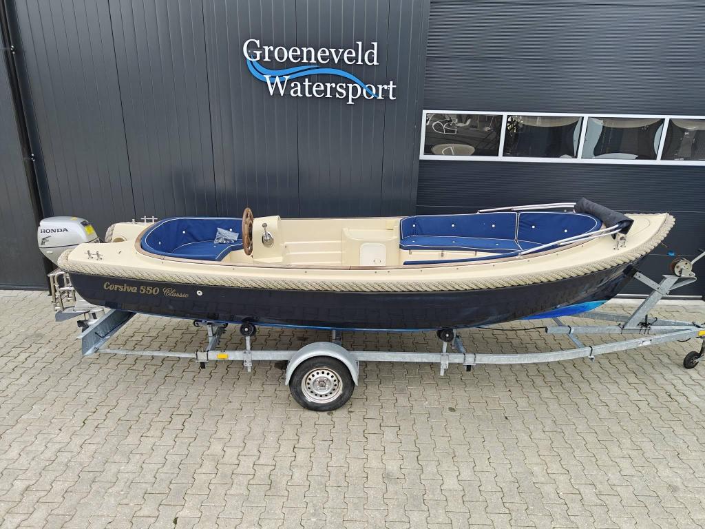 Corsiva 550 Classic - 20 pk Honda + Trailer | Powertilt, Watersport en Boten, 10 tot 30 pk, Gebruikt, 3 tot 6 meter, Buitenboordmotor