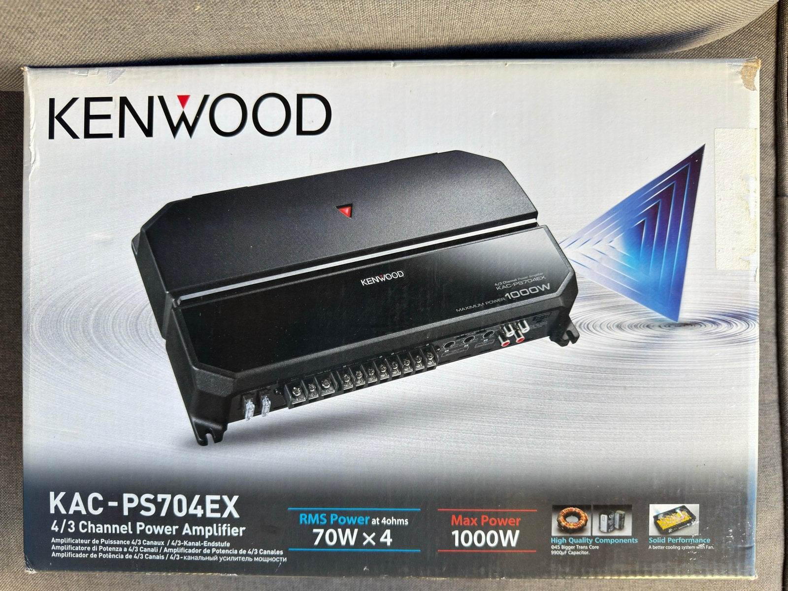 Kenwood KAC-PS704EX 4/3-kanaals eindversterker 1000W nieuw!, Auto diversen, Autospeakers, Ophalen of Verzenden, Nieuw