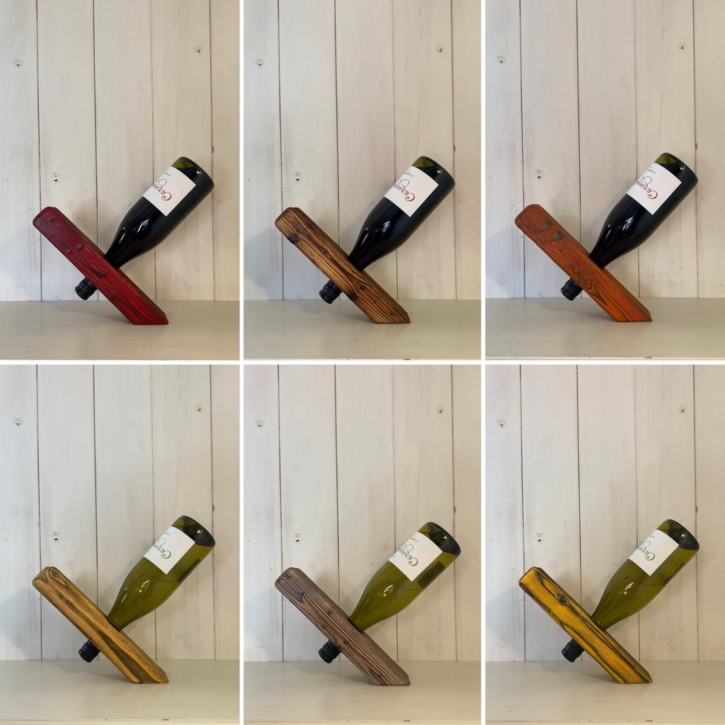 Handgemaakte Wijnfleshouder van Gebrand Hout - Diverse Kleur, Nieuw, Ophalen of Verzenden, Minder dan 5 flessen, Minder dan 50 cm