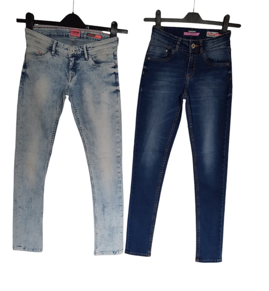 VINGINO flex fit jeans Bianca mid blue maat 12/152. ZGAN!, Kinderen en Baby's, Kinderkleding | Maat 152, Broek, Zo goed als nieuw