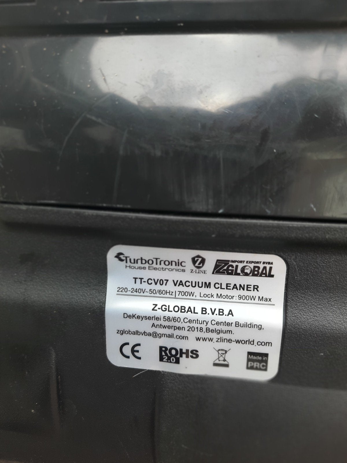 Turbotronic TT-CV07 Stofzuiger - 900W Max, Zonder Zak, Ophalen, Overige merken, Gebruikt, Sledestofzuiger