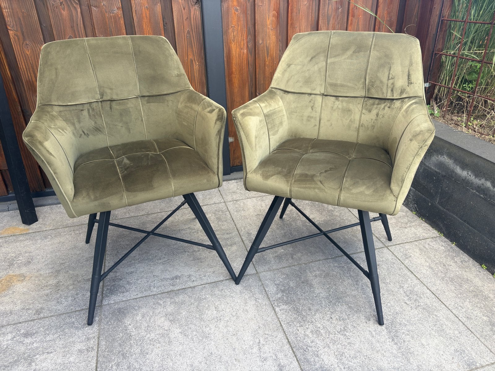 4 Groene Eetkamerstoelen met Armleuning, Ophalen, Gebruikt, Overige kleuren, Vier