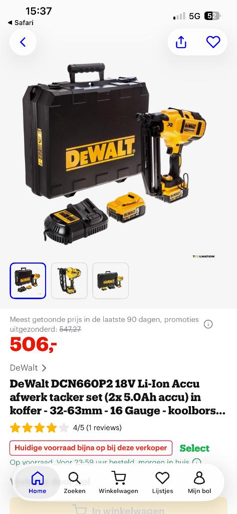 de walt accu tacker, Doe-het-zelf en Verbouw, Ophalen, Zo goed als nieuw