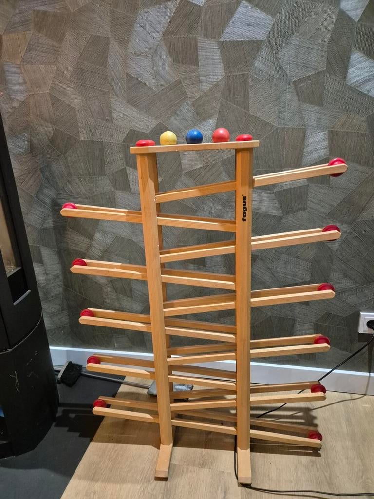 Fagus Knikkerbaan - Houten Knikkerbaan  1 meter met Ballen, Ophalen