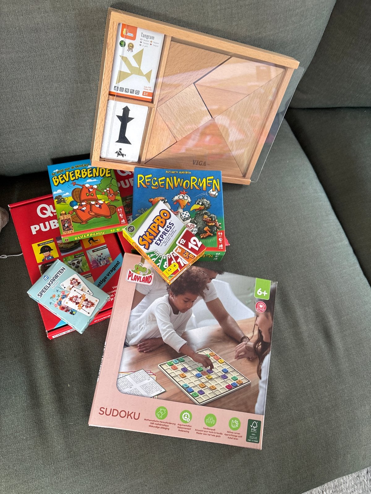 Diverse bord- en kaartspellen: Sudoku, Skip-Bo, Tangram, Hobby en Vrije tijd, Een of twee spelers, Ophalen of Verzenden, Gebruikt