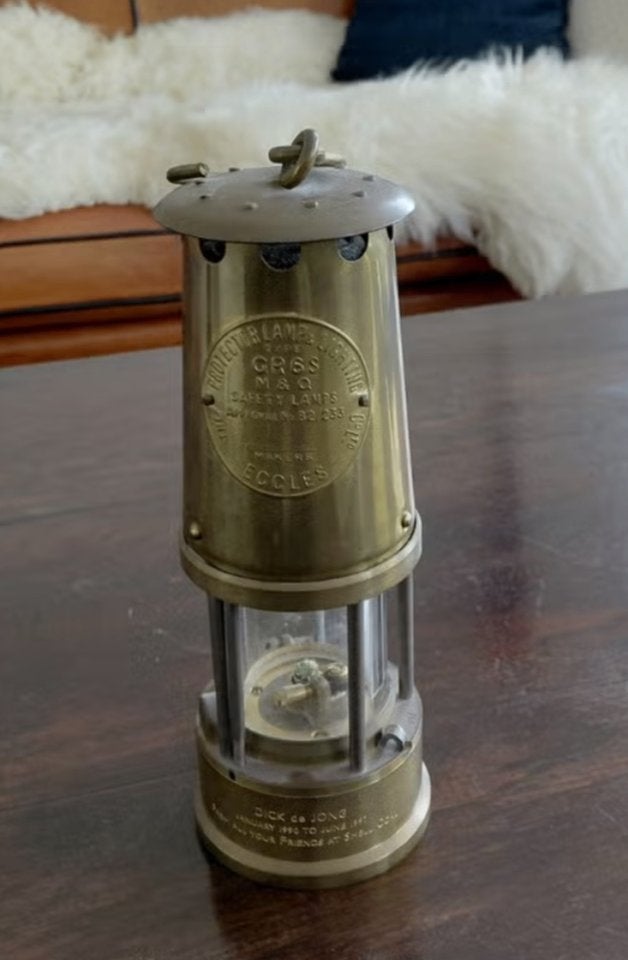 Antieke messing mijnwerkerslamp - Eccles Protector Lamp, Antiek en Kunst, Ophalen of Verzenden