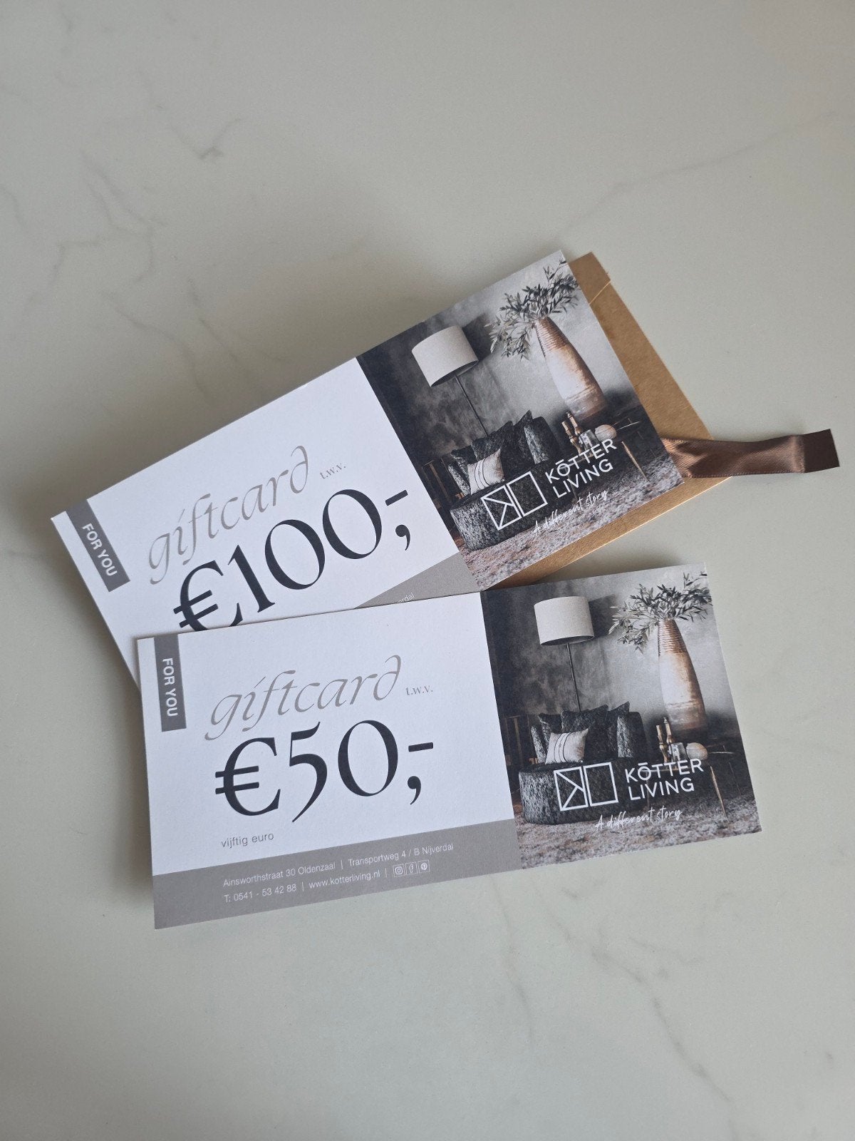 Kotter living cadeaubon t.w.v. €150, Eén persoon, Cadeaubon