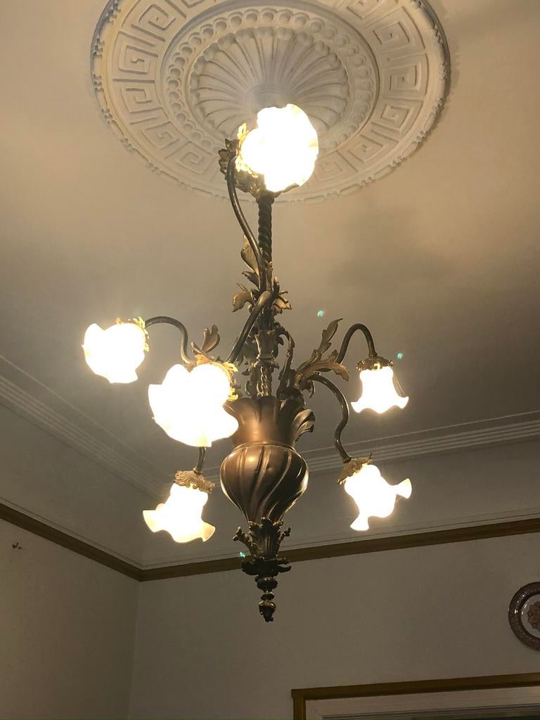 Grote antieke bronzen lamp, Ophalen