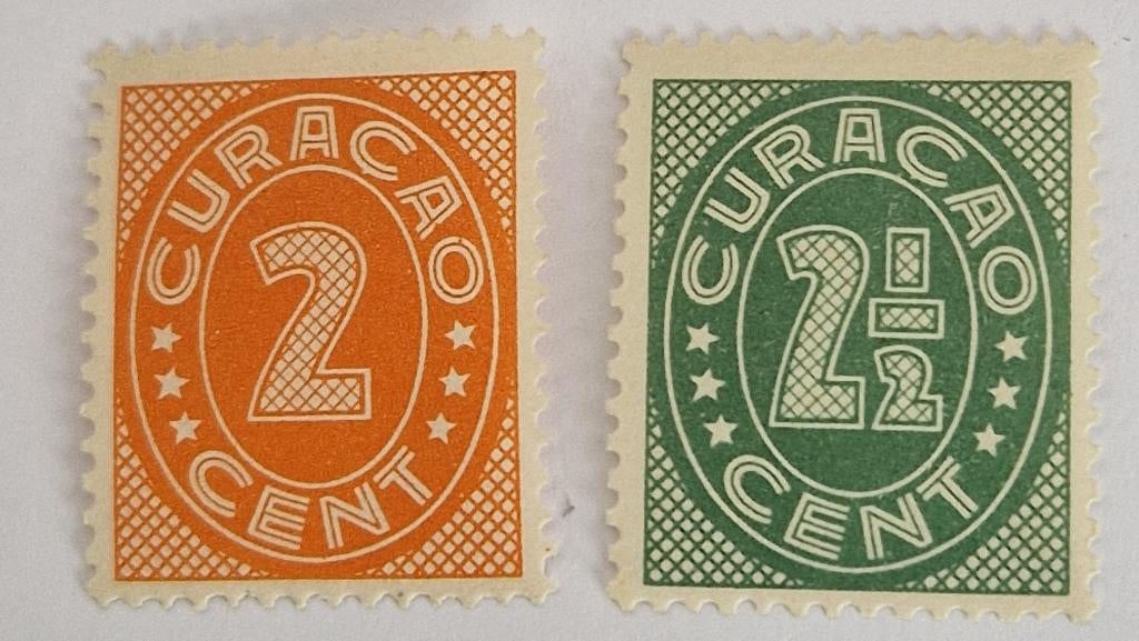 Curaçao 1936 - nvph 123+124 - Cijfer-Type 'Vossen' 2 van 5, Verzenden, Postfris