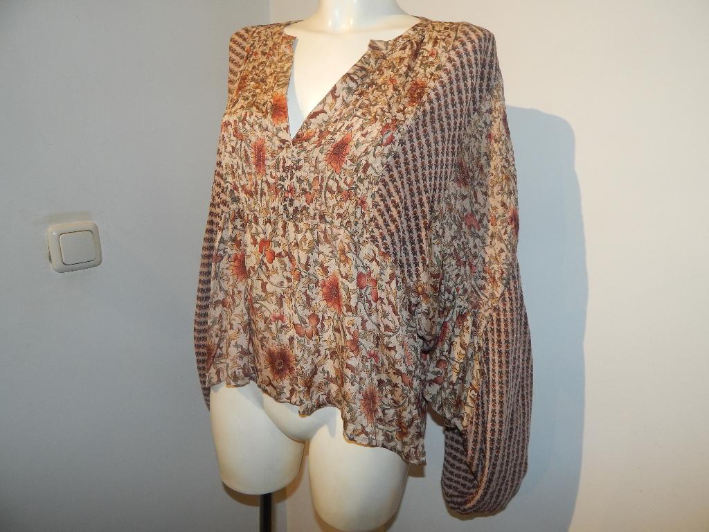 Sissel Edelbo zijde top aparte pof mouwen print One size, Kleding | Dames, Overige kleuren, Verzenden, Maat 42/44 (L), Sissel Edelbo