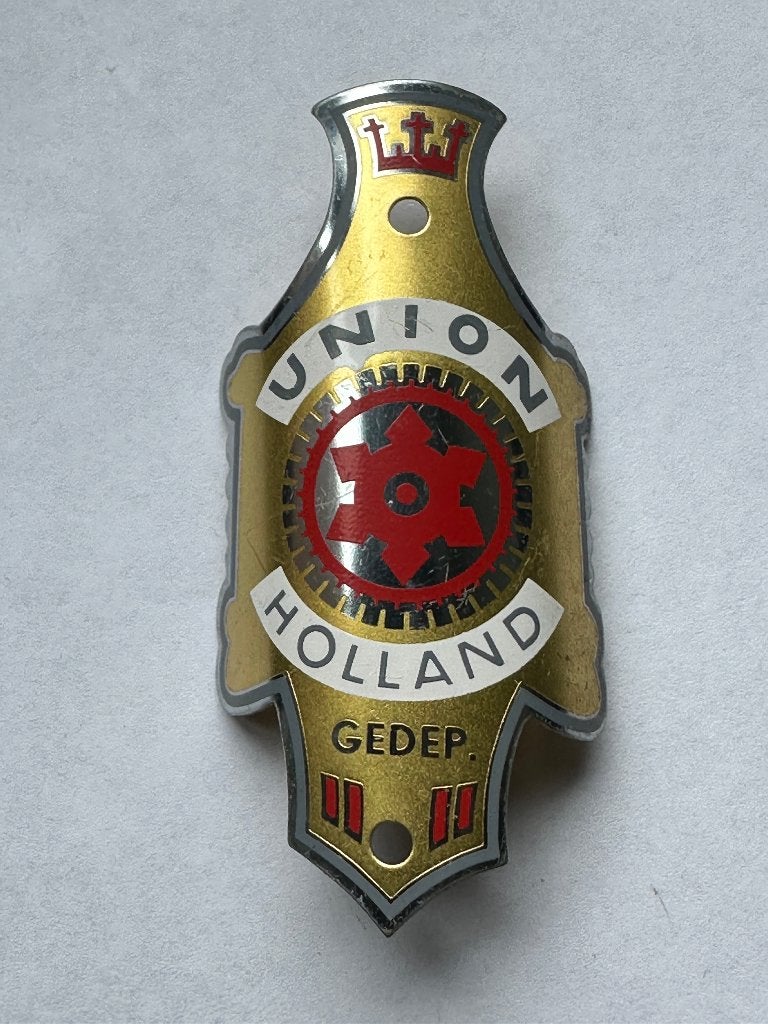 Balhoofd plaatje UNION rijwiel balhoofdplaatje., Gebruikt, Overige typen, Ophalen of Verzenden, Union