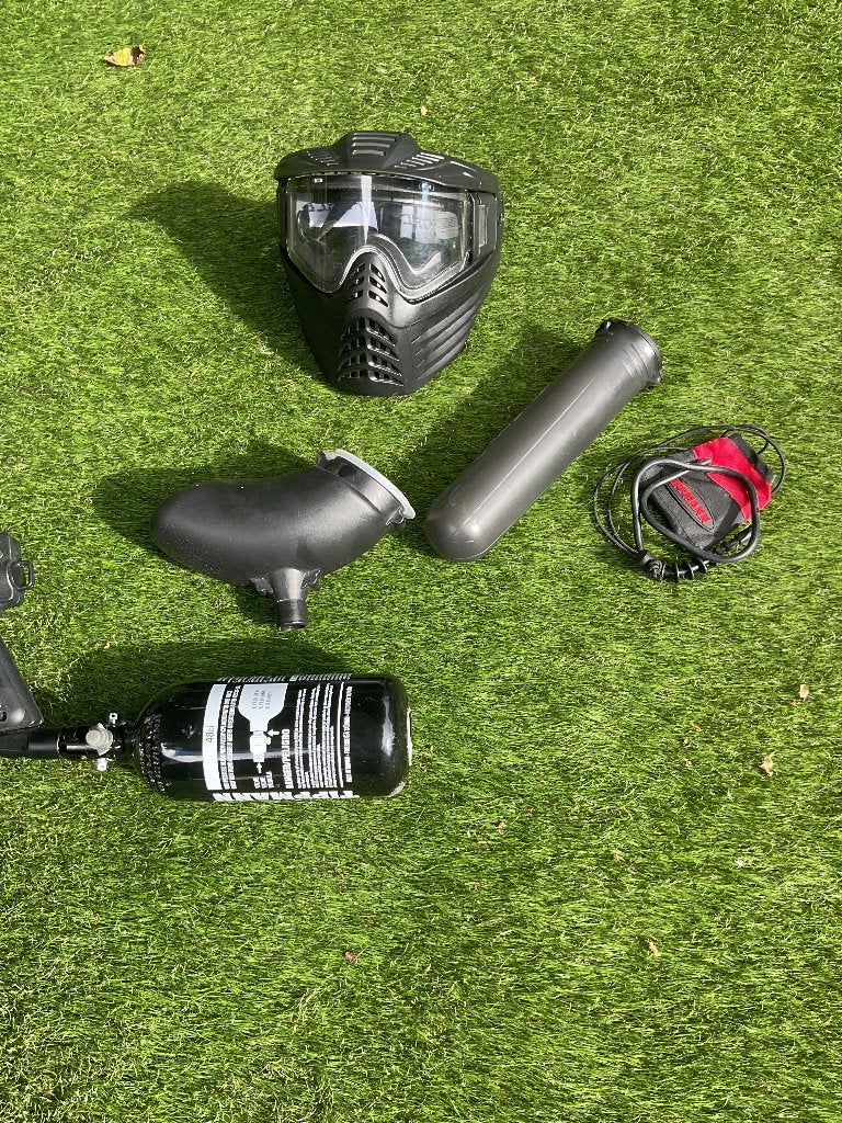 Paintball accessoires / hpa fles, laser, hopper, masker, Ophalen of Verzenden, Gebruikt