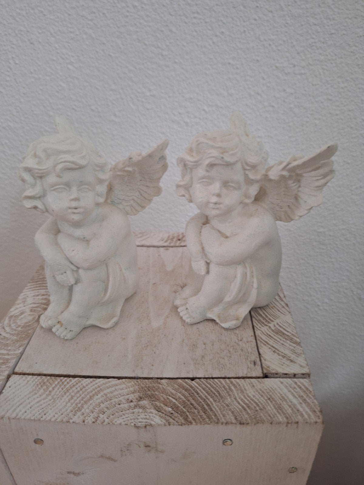 Set van 2 decoratieve engeltjes, Ophalen, Vintage, Zo goed als nieuw, Wit