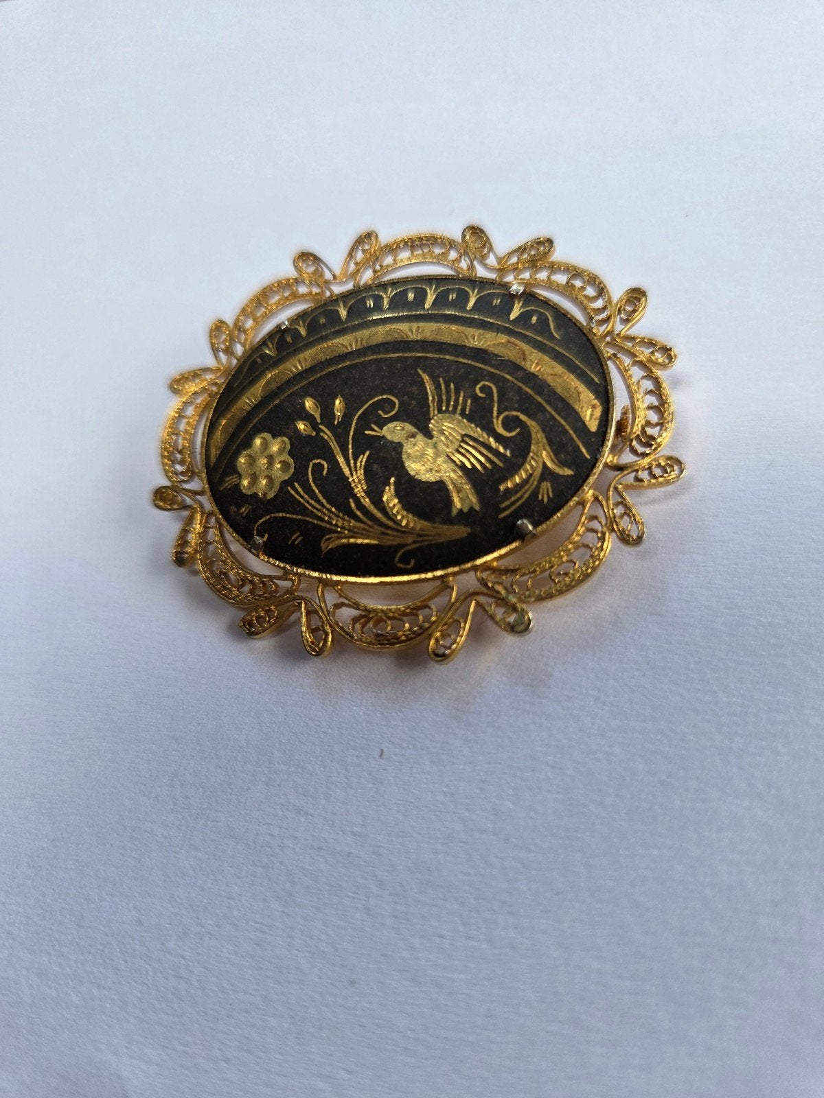 vintage toledo damascene broche, Overige materialen, 4 tot 7 cm, Verzenden, Zo goed als nieuw
