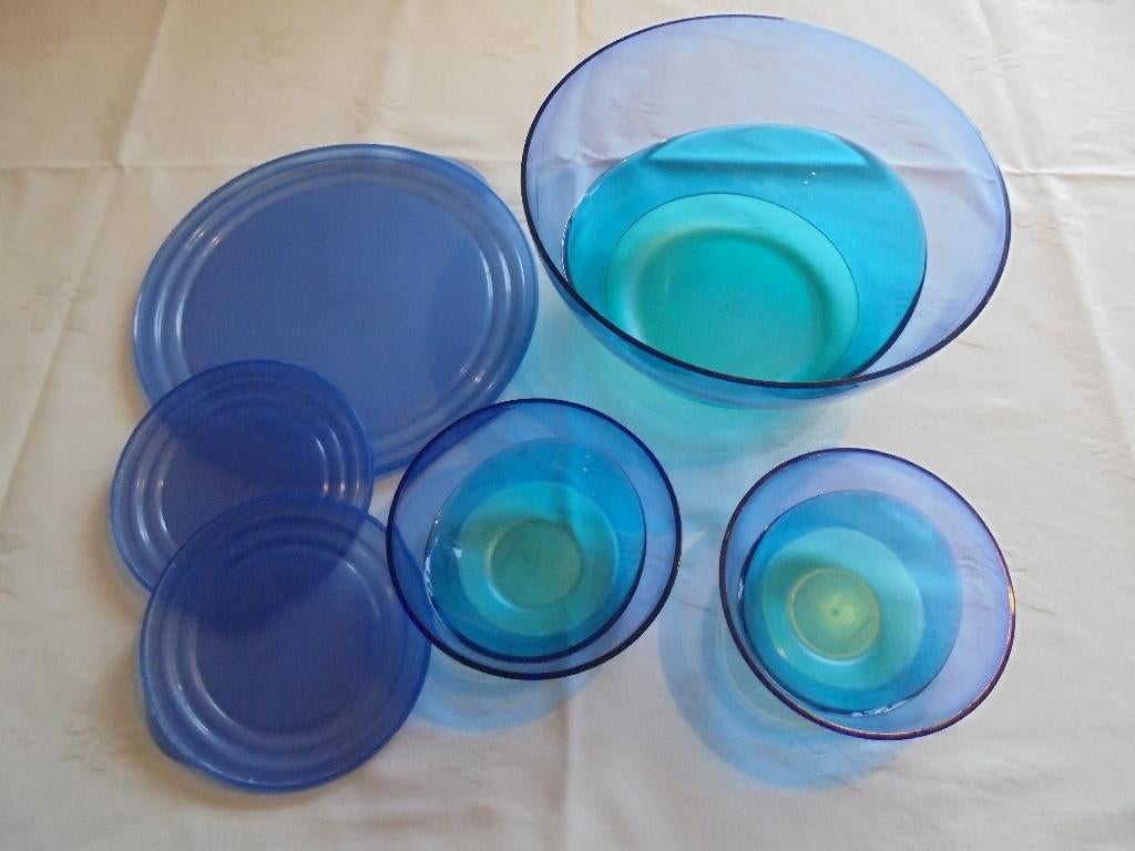 3 stuks Eleganzia kommen tupperware, Ophalen of Verzenden, Zo goed als nieuw, Blauw, Bak of Kom