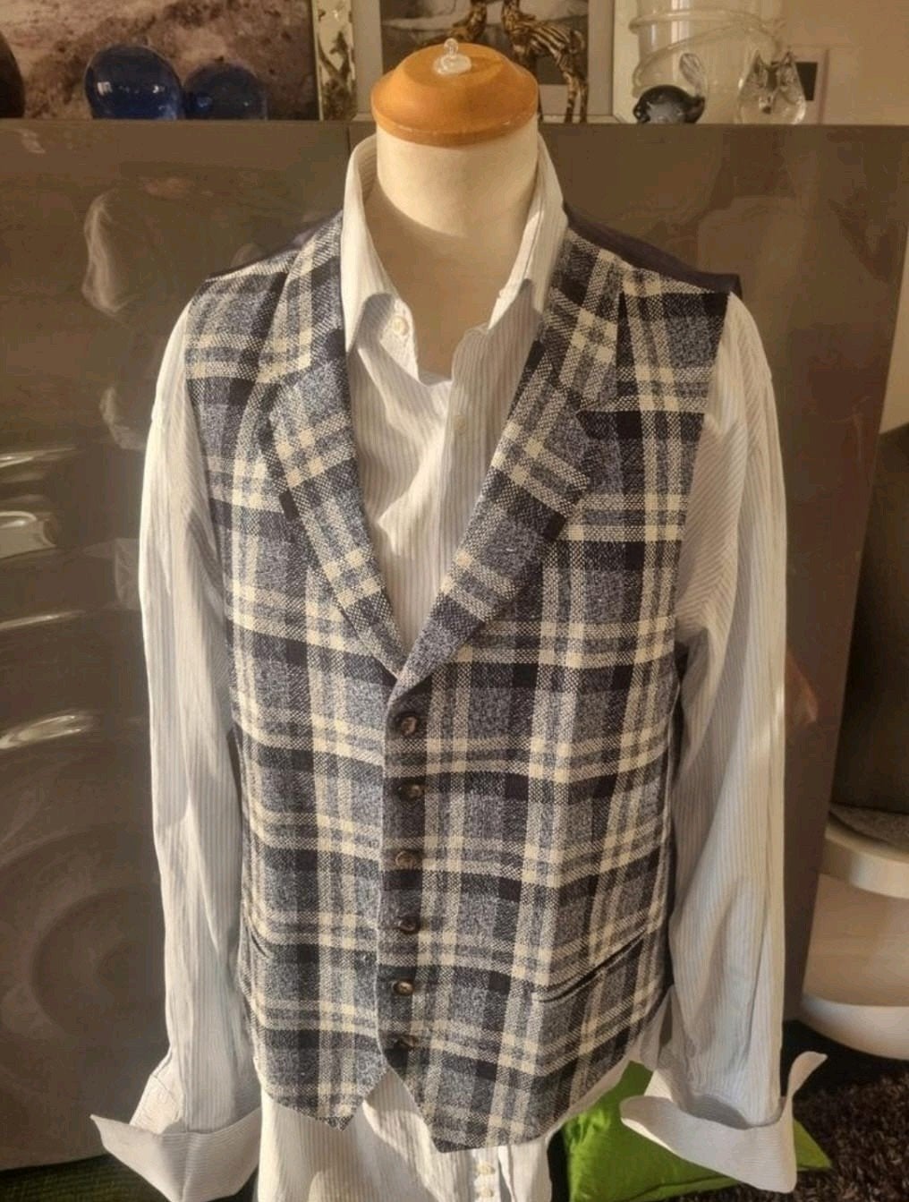 Suitsupply zijde/linnen/katoenen gilet, maat 52, nieuwstaat., Ophalen of Verzenden, Zo goed als nieuw, Maat 52/54 (L), Blauw