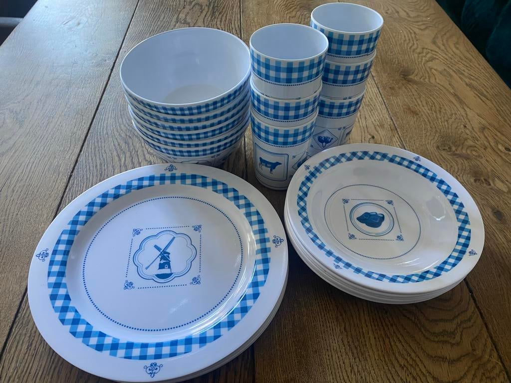 Nieuw Delfts Blauw Camping Servies - 24-delig (uitbreidbaar), Ophalen of Verzenden, Nieuw