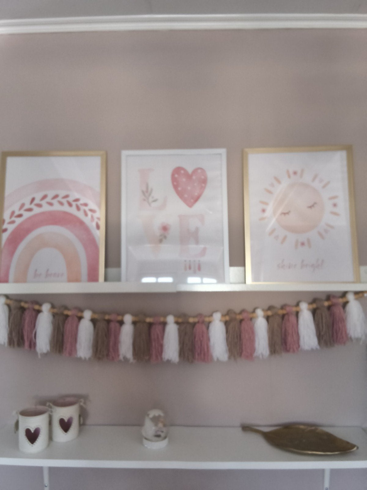 Set van 3 babykamer posters: regenboog, liefde, zon, Minder dan 50 cm, Ophalen of Verzenden, Zo goed als nieuw, Foto of Poster