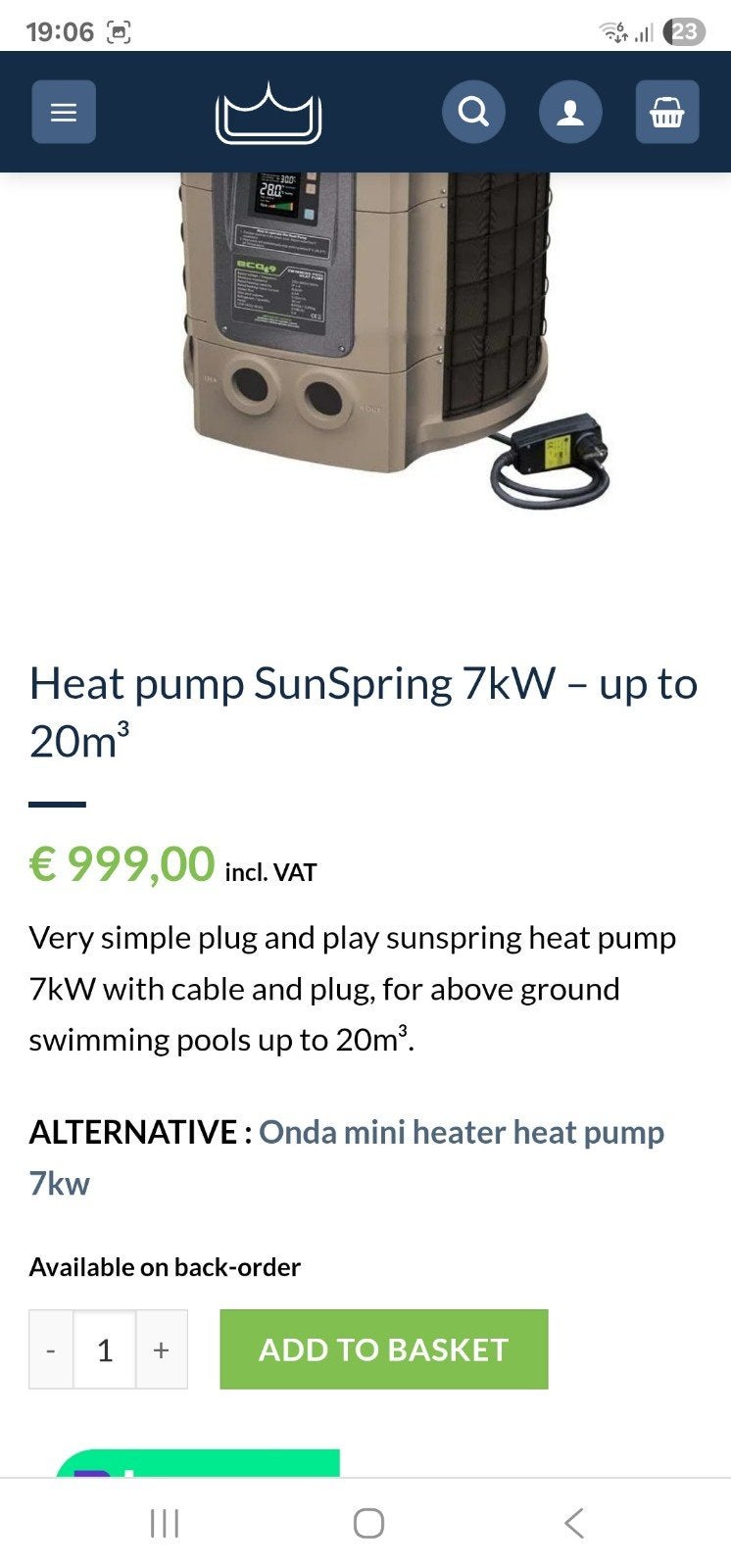 Zwembad warmtepomp 7kw
Ophalen belgie Limburg beringen, Ophalen