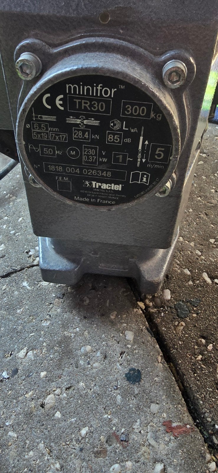 Minifor TR30 elektrische lier 300kg, Ophalen of Verzenden, Gebruikt