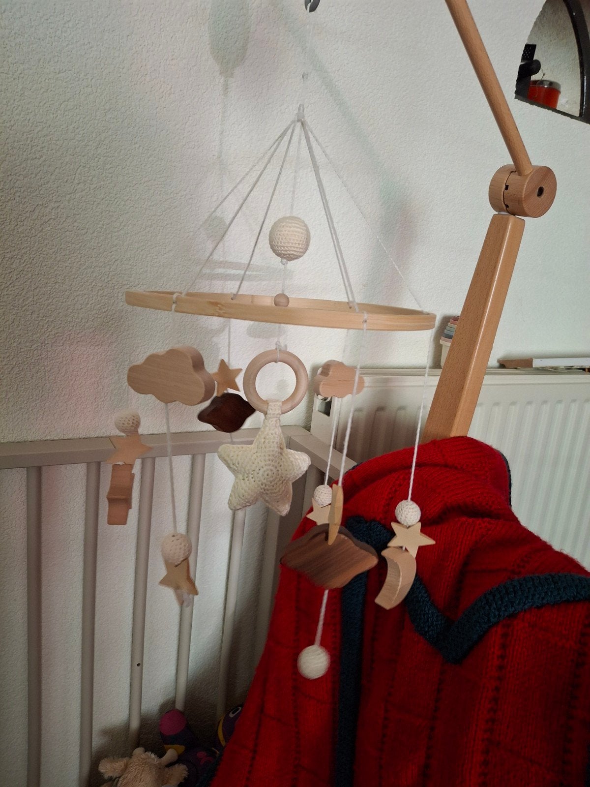 Baby Mobiel Hout met Muziekdoosje en standaard, Ophalen of Verzenden, Zo goed als nieuw