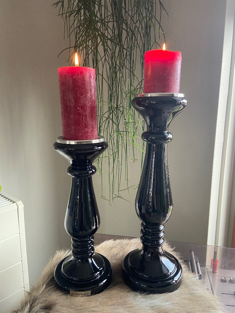 Rivièra Maison Prince Street Candle Holder M + L, 38 cm, Zwart, Rivièra Maison, Ophalen of Verzenden