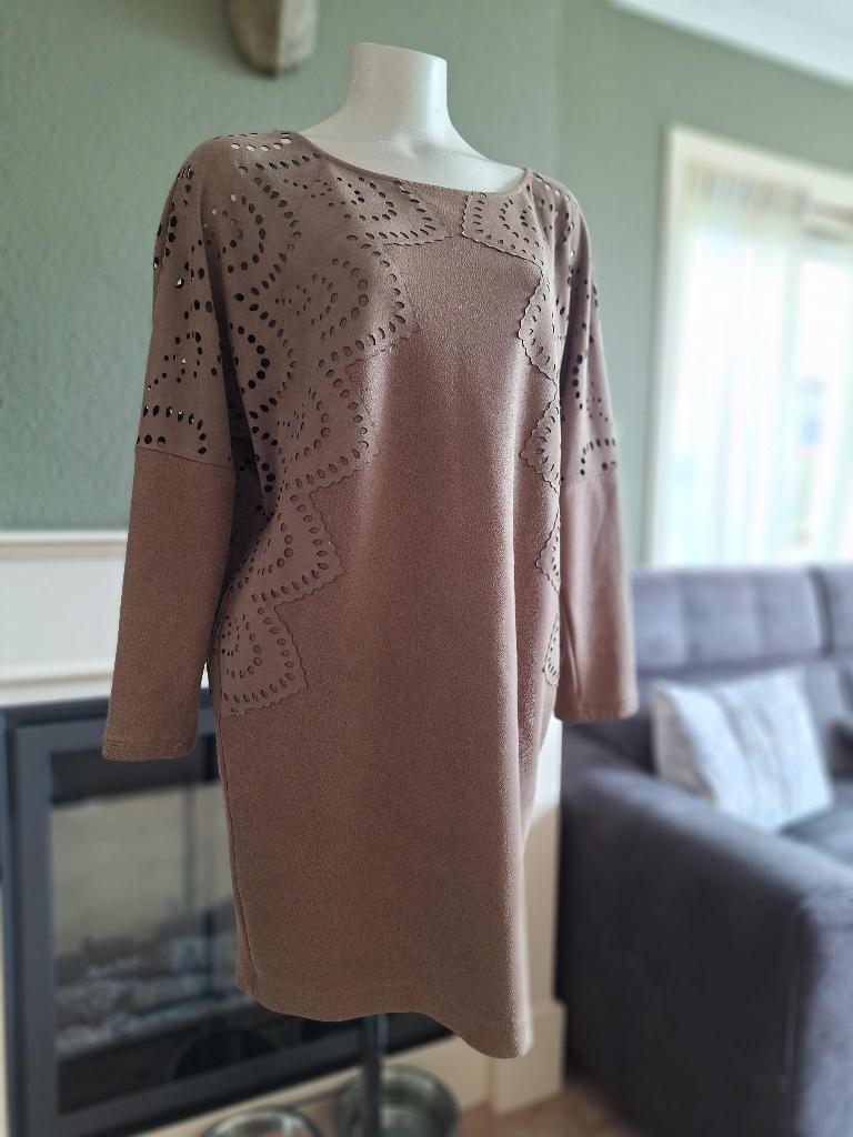 Hale Bob warme leer look jurk of lange trui L, Bruin, Verzenden, Maat 42/44 (L), Zo goed als nieuw